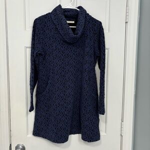 Komil Cowl Neck Tunic Blue & Black‎ size small